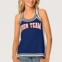 Cheerleader Navy Blue Varsity Shell Photo Logo Tank Top