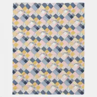 Patchwork Effect Boho Patterned Rustic Chic Pretty Fleece Blanket