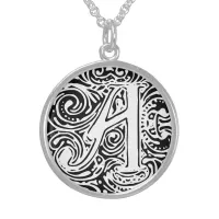 Monarchia White Letter "A" Round Necklace