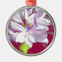 Pretty Purple Pond Plant Flower Metal Ornament