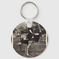 Vintage Broadway Actress Riding an Ostrich Keychain