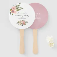 Watercolor floral Blush & Rose Gold Birthday Party Hand Fan