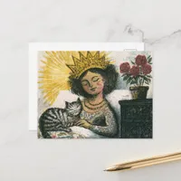 The Sleepy Cat and her Queen  Postcard