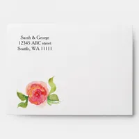 coral pink watercolor floral envelope