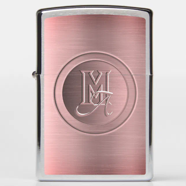 Metallic Pink Steel Engraved Monogram Zippo Lighter