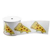 Melting Pepperoni Pizza Slices Birthday Cake Satin Ribbon