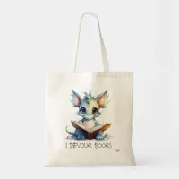 *~* READING devour BOOKS AP88  BLUE Baby Dragon Tote Bag