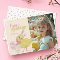 Easter Chick Bunny Ears Jelly Bean Cute Photo Name Holiday Card