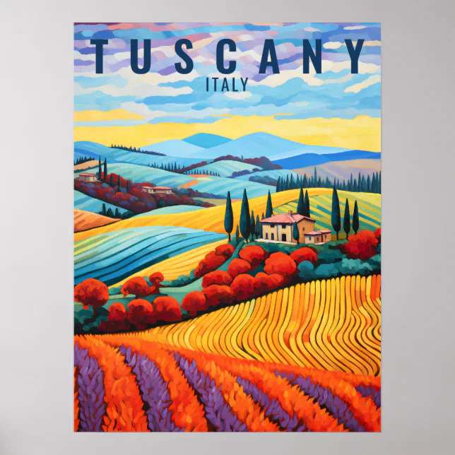 Painting of Tuscany in Autumn | Italy Travel | Art Poster