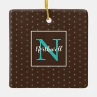 Twinkling Lights Pattern Monogram ID594 Ceramic Ornament