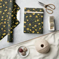 Elegant Yellow Buttercup Flower Pattern Wrapping Paper