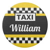 Yellow New York Taxi Driver Checkerboard Pattern Eraser