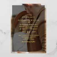 Simple Full Photo Overlay Wedding Foil Invitation
