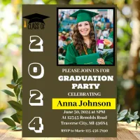 Class Year Green Graduation Party Invitation Card