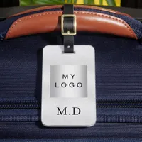Silver business company logo monogram luggage tag