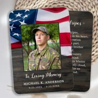 Military Funeral Prayer Card Patriotic USA Flag