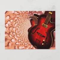 Music Red Guitar Soundwaves Postcard