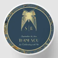 Art Deco Butterfly Blue Gold "Thank You" Wedding Mini Candle Favors
