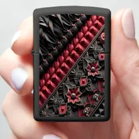 Black Red Diamond Tufted Regal Zippo Lighter