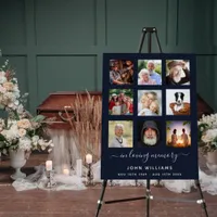Blue memorial funeral photo collage foam board
