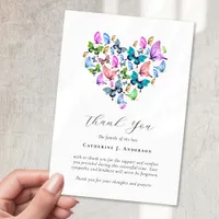 Heart Butterfly Sympathy Funeral Thank You Card