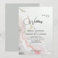 Elegant Blush Agate Fluid Ink  Invitation