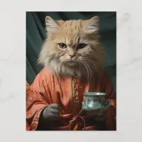 Adorable Little Kitten With Coffee Postcard