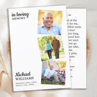 Modern Funeral Custom 3 Photo Memorial Prayer Card