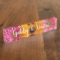 Daisy Trio Floral Wedding Desk Name Plate