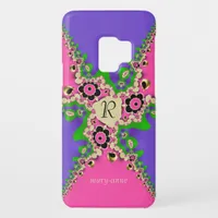 Pink Purple Fractals Monogram Galaxy S3 Cases