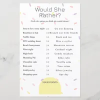 What Would She Choose? Bridal Shower game