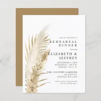 Budget Rustic Pampas Rehearsal Dinner Invitation
