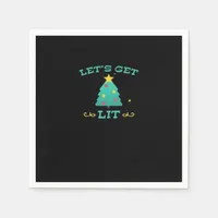 Let's Get Lit Funny Drunk Drinking Christmas Tree  Napkins