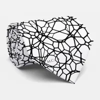 Black White Playful Quirky Geometric Monogram Neck Tie