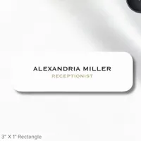 Simple White Employee Name Tag