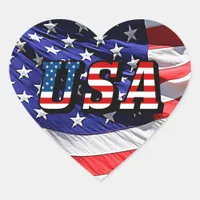 USA - American Flag Heart Sticker
