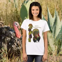 Vintage Happy Thanksgiving Turkey Womens T-Shirt