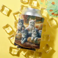 Cats on the sofa - cute scene in vintage look can cooler