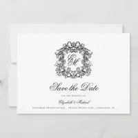 Vintage Ornate Crest Monogram Wedding Photo Save The Date