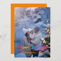 Rainbow Merry & Bright Christmas Photo Holiday Card