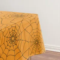 Halloween Orange Black Spiders Web Cobwebs Tablecloth