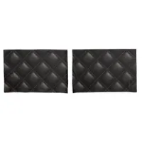 Dark Black Leather Quilted Geometric Pattern Pillow Case