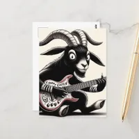 Black Goat Playing Guitar Happy Easter Postcard