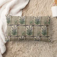 Vintage Lavender Botanical Accent Lumbar Pillow