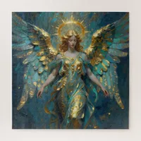 A Beautiful Gold and Turquoise Angel  Jigsaw Puzzle