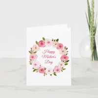 Pretty Pastel Watercolor Rose Wreath Card