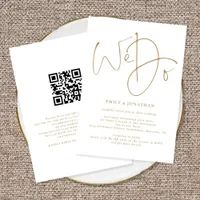 Elegant We Do Gold Script QR Code Wedding Invitation