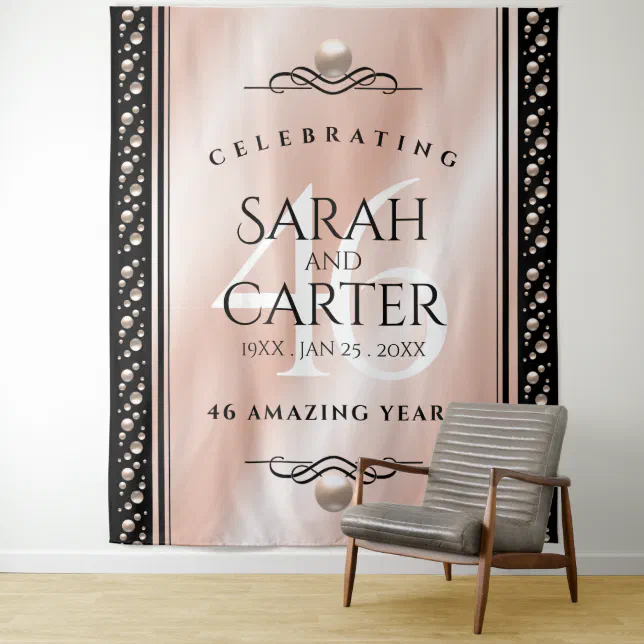 Elegant 46th Pearl Wedding Anniversary Celebration Tapestry