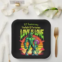 Cosmic Romance Between Alien Figures Paper Plates