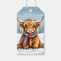 Cute Whimsical Highland Cow Christmas Gift Tags